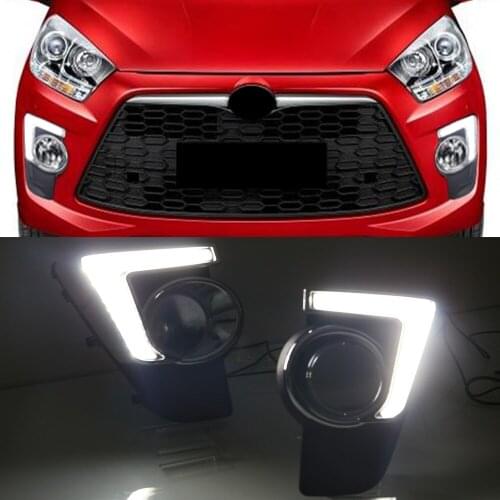 CSCSNL 1Pair Car DRL For Perodua Myvi Axia 2014 2015 Daytime Running Lights 12V LED Daylight Fog lamp cover