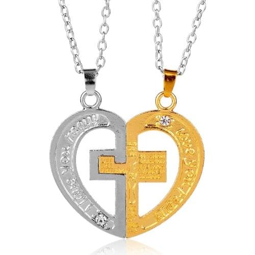 Dongsheng Fashion 1 set Unisex Women Men I Love You Heart Shape Pendant Necklace For Lovers Couples Jewelry Gifts