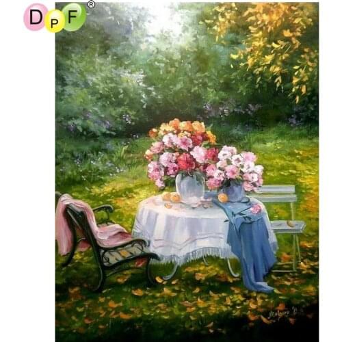 DPF Backyard garden 5D square diamond painting cross stitch home decor diamond embroidery wall painting crafts diamond mosaic