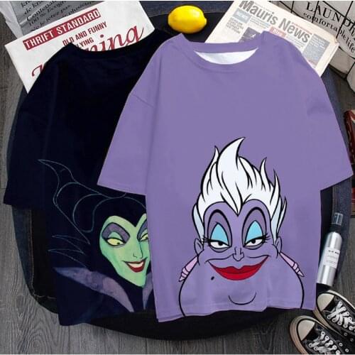 Disney Y2k Anime Villain Bad Girl 3D printing Kawaii Summer Harajuku Villains T-shirts Clothes For Women Graphic T-shirts