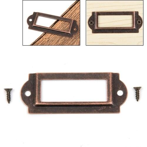 Hakkin 5pcs Bronze Tone Metal Frame Drawer Box Case Cabinet Card Label Holders Drawer Cupboard Filing Cabinet Label Frame Holder