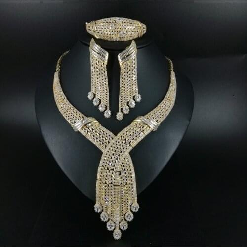 NEW FASHION luxury V vintage crystal CZ zircon necklace earring bracelet ring set wedding banquet dinner dressing jewelry set