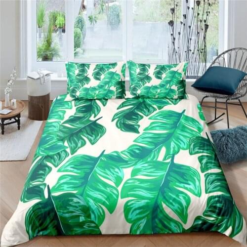 Tropical Leaves Pattern Duvet Cover Set Bedding Set King Queen Full Twin Size Bed Set Luxury 2/3pcs Bedding Sets Home Decoration