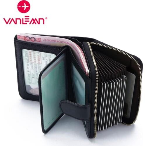 RFID Card Holder Wallet Women Men Luxury Leather Business ID Credit Card Holder Ladies Hasp Zipper Wallet Driver License Holder