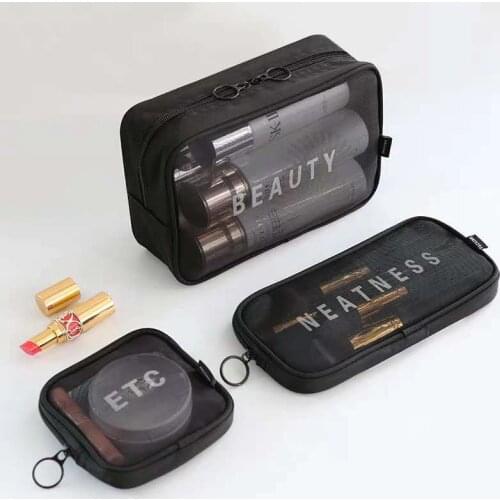 Cosmetic Bag for Travel Women Zipper Make Up Transparent Mesh Makeup Bags Organizer Gadgets Toiletry Pouch Beauty Case