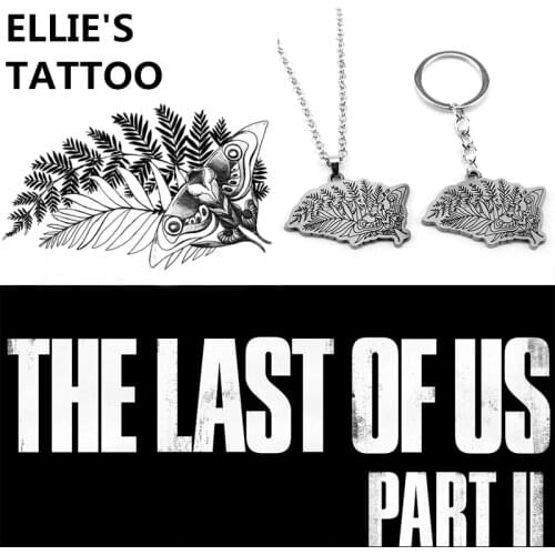 Cool PS4 Game The Last of Us 2 Ellie Tattoo Pendant Keychains Keyrings Plant Pattern Keychains For Women Men Fans Jewelry Gift