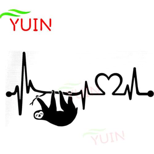 Sloth Heartbeat Lifeline Applique Fashion Car Window Decoration PVC Waterproof Sunscreen Sticker Black/White/Red/Laser/Silver