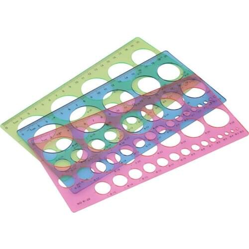 1 Pcs Plastic Template ruler Students Rectangle Shape Great Circle Template Ruler Student School Stationery Supply