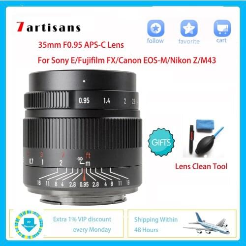 7Artisans 35mm F0.95 APS-C Macro DSLR Camera Lens For Sony Canon Fujifilm Olympus Panasonic Photography Accessories Photo Studio