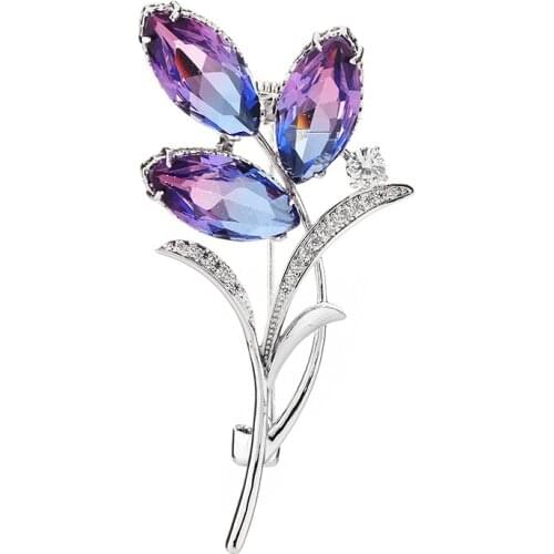 Copper Inlaid Zircon Wedding Costume Jewelry Accessories New Trend Fashion Clover Tourmaline Upscale Elegant Delicate Brooch Pin