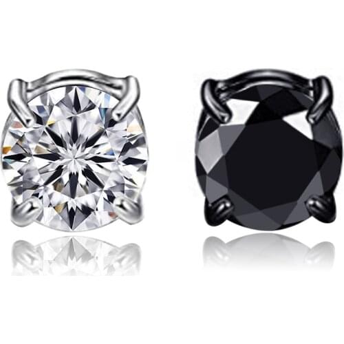 Multicolor Round Zircon Four Claw Stud Earrings For Man Women Stainless Steel Magnet Brincos Accessories DropShipping