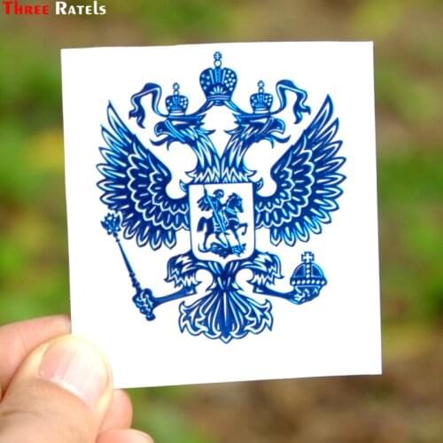 Three Ratels MT-002 52*60mm Coat of Arms of Russia Nickel Metal sticker decals Russian Federation car stickers