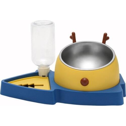 New three-in-one feeder for dogs and cats, slow food bowl for dogs, automatic water fountain for non-wet mouth, pet feeding supp