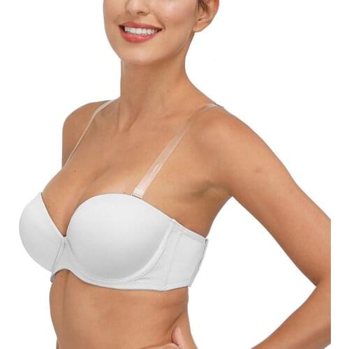 New Women Bra Thick Padded Push Up Padded Invisible Silicone Straps Anti-slip Strapless Bras Adjusted Convertible Dropshipping