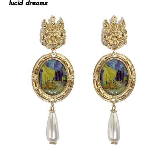 New Design Van Gogh Art Jewelry Cafe Baroque Painting Drop Earrings For Women 2020 Mini Photo Dangle Pendant Lady Vintage Gifts