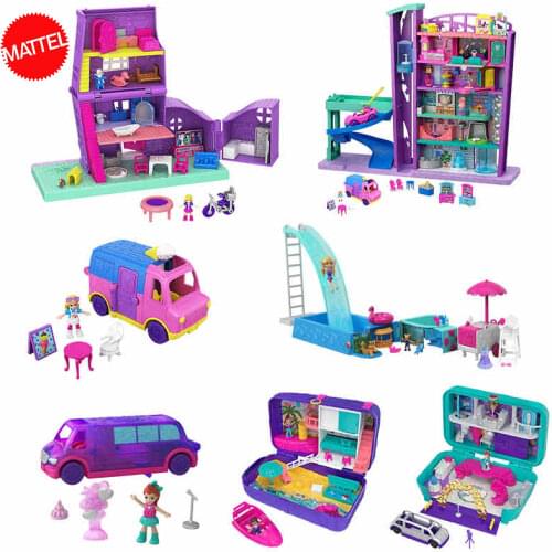 Original Mattel Polly Pocket Doll Hidden World Mini Scene Girls Home Toys for Children Mermaid Kids Toy Nesting Reborn Dolls