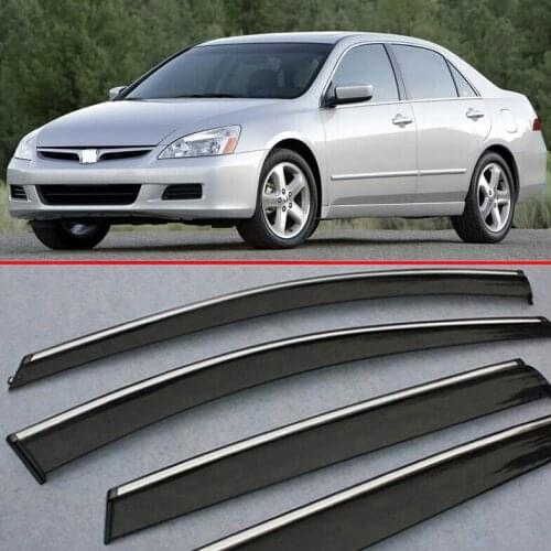 Plastic Exterior Visor Vent Shades Window Sun Rain Guard Deflector For Honda Accord MK7 2004-2007