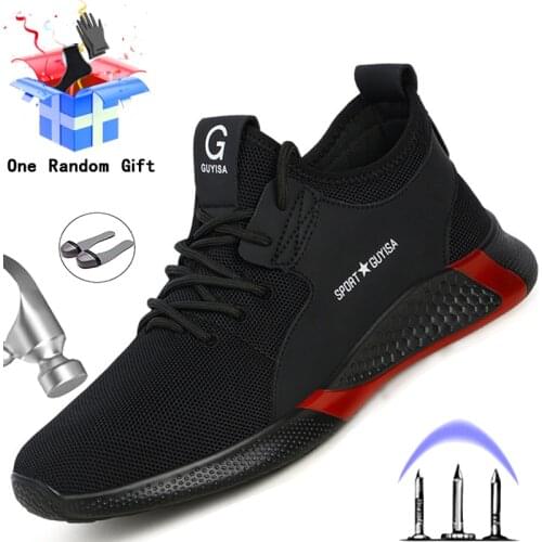 Working Sneakers Puncture-Proof Safety Shoes Men Lightweight Work Shoes Men Sneakers Indestructible Work Safety Boots Security