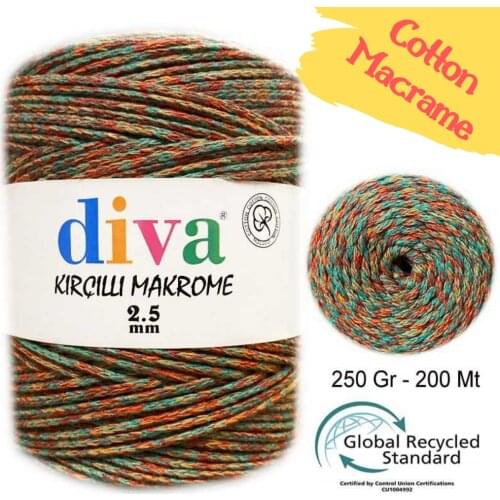 Multicolor Cotton Chain Macrame Rope - 2.5 mm 250 gr 200m - Wall - Door Decorations, Bags, Cushion, Pillow, Swing - Hammock - Party, Cord, Wedd, Thread, String Home Textile - Twisted Craft DIY