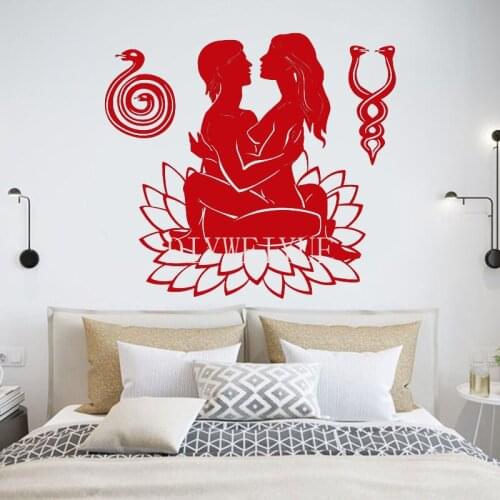 Romantic Couple Love Lotus Wall Vinyl Decal Bedroom Decor Sticker Flower Modern Home Ornament Removeable Diy Mural Y8