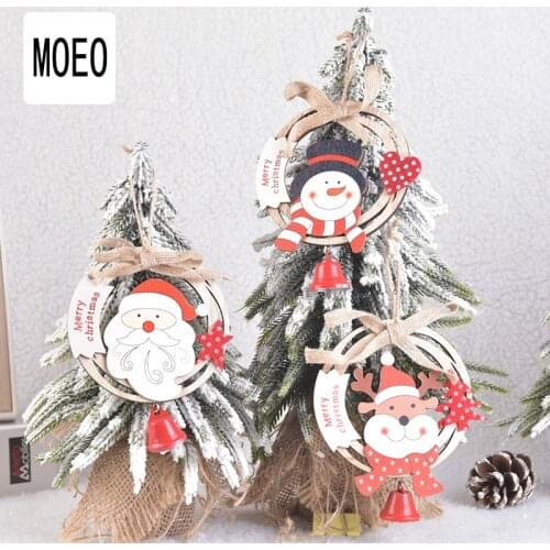 Christmas decorations wooden Christmas wreath pendant Christmas tree bell decoration wooden letter pendant Xmas accessories
