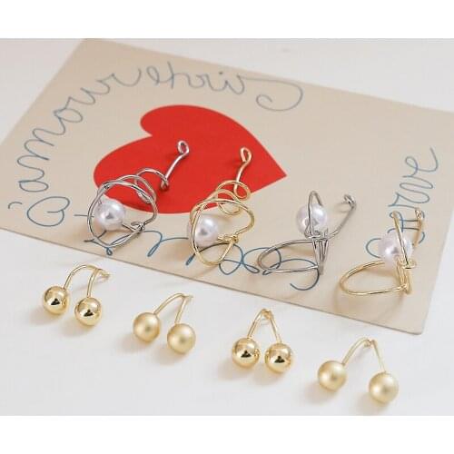 Hand-wound alloy pearl curved irregular pendant cherry pendant diy hand-made jewelry material accessories