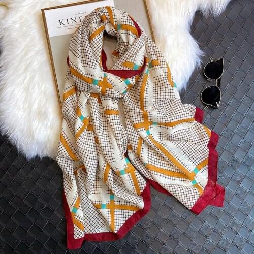 New European and American style travel vacation autumn scarf women fashion wild lattice striped scarf seaside shawl beach towel