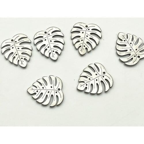 Quality Leaves Charm 2side Pattern Lucky Leaf 5pcs rustproof Steel Jewelry finding Handmake Jewelry connector Make Findings