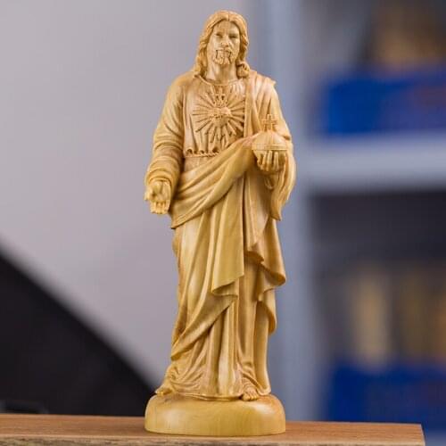 CCZHIDAO Jesus Sculpture Cross Church Statue Chinese Boxwood Wood Carving Home Decoration Hand Carving Crafts Ornaments