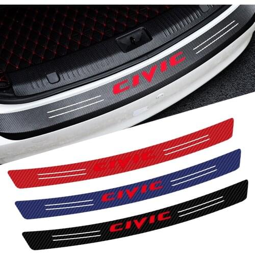 Car-Styling Carbon fiber Tail trunk Rear Bumper Protector Stickers Modified For Honda Civic 2016 2017 2018 2019 Accessories