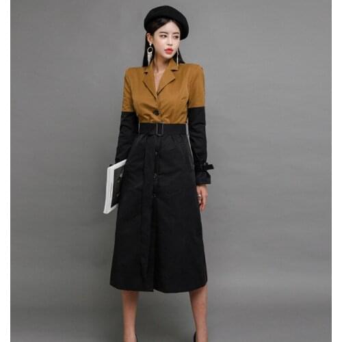 New arrival holiday high quality cute casual trench new fashion comfortable work style elegant temperamental patchwork ol trench