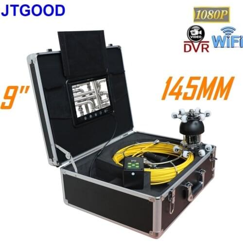 JTGOOD 9"Monitor DVR Pipe Inspection Video Camera,1000TVL Drain Sewer Pipeline Industrial Endoscope System 360 degree Rotation