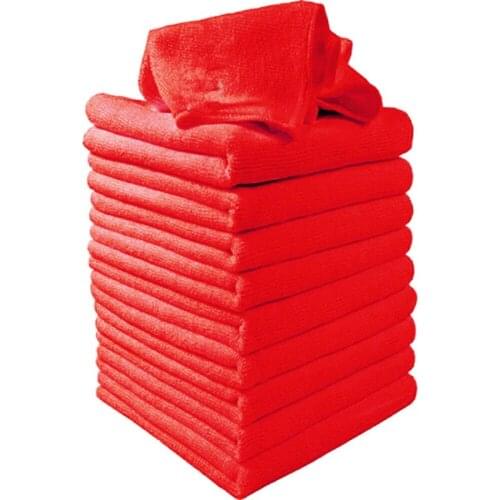 10Pcs Absorbent Microfiber Towel Car Home Kitchen Washing Clean Wash Cloth Red Cloths Cleaning Duster Microfiber Washer Care
