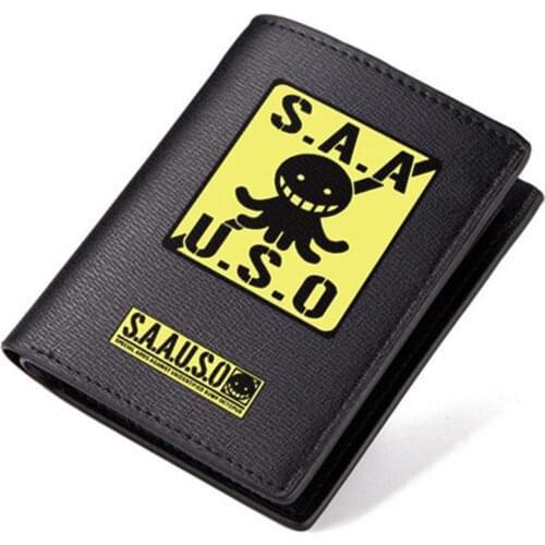 High Quality Assassination Classroom S.A.A.U.S.O Korosensei Cosplay Anime Short Wallet Pu Leather Long Purse Cartoon Money Bags
