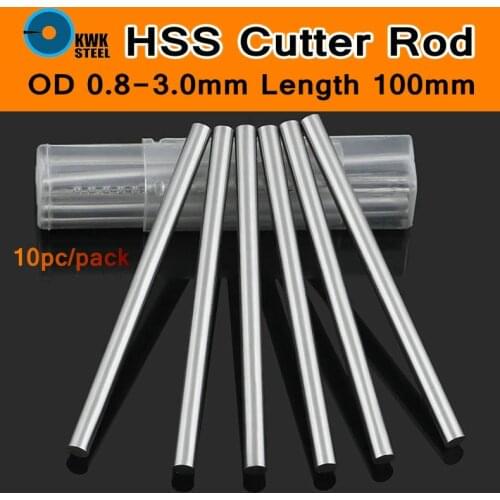 HSS Steel Cutter Rod High-strength Steel Rods Steel Straight Shank Twist Drill HSS Drill Bit Bits Round Bar 0.8-3mm 100mm 10pc/p
