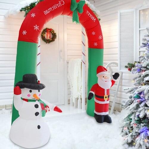 2.4m High Christmas Inflatable Archway 3D Cartoon Yards Arch with Santa Claus Snowman for Xmas 2022 New Year Party Decoration