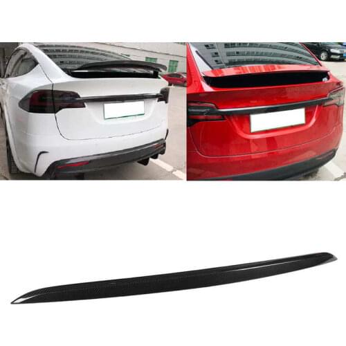 Rear Trunk Spoiler Dry Carbon Fiber Glossy Parts Replacement for Tesla Model X 2016-2021 Rear Trunk Decor