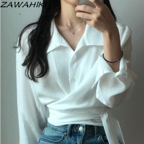 Женские белые рубашки ZAWAHIKI China At AliExpress