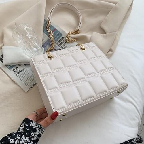 Lattice Pattern Small PU Leather Crossbody Bags For Women 2021 Trend Lady Chain Branded Shoulder Handbags Designer