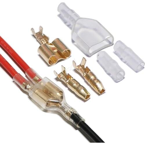 10/20/50 ensembles 4.0 connecteur de fil électrique de voiture terminal de balle diamètre 4mm mâle + femelle 1 : 2 gaine transpa