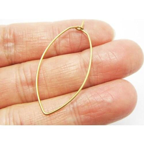 Brass ear wire 38x19x0.7mm Oval Raw brass Earrings hoops 20pcs R339