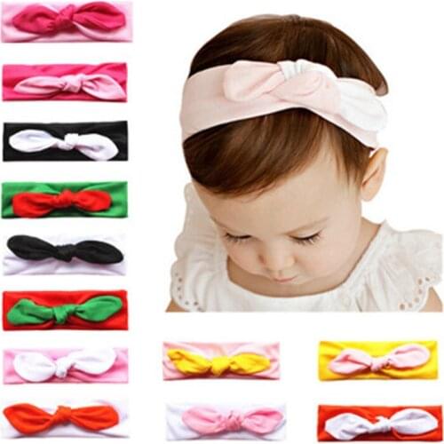 3 pieces/lot New American Style Headband Cotton Bow Kids Girls Cotton Bow Headband Kids Hair Accessories Baby Girls