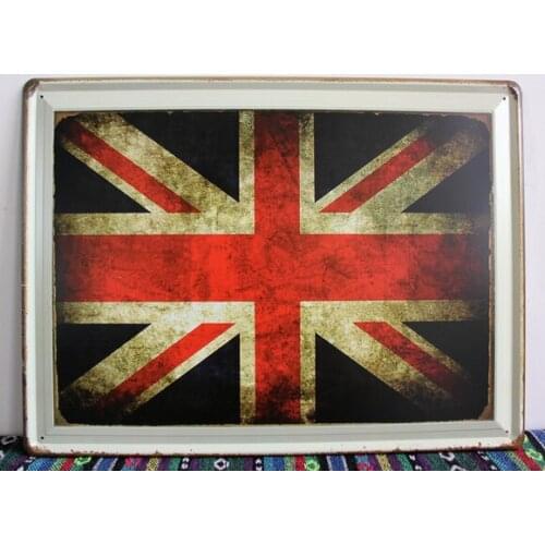 30pcs/lot Metal Sign shabby chic union jack logo plaque poster wall painting tin signs Art wall decor House Bar Vintage metal pa