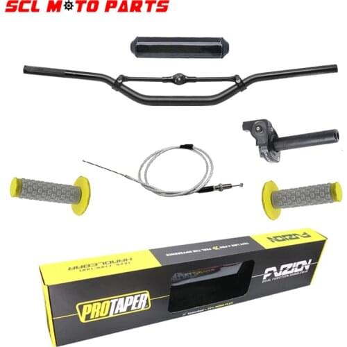 ALconstar-Motorcycle 28mm 1-1/8" Handlebar+Fat Bar Handlebar Pads+Throttle Cable +Handle Grips+Throttle Assy Universal Handlebar
