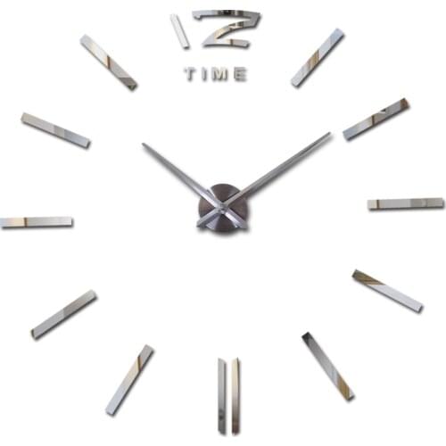 New hot sale clock watch wall stickers clocks home decoration modern style quartz diy 3d acrylic Mirror Metal for living room