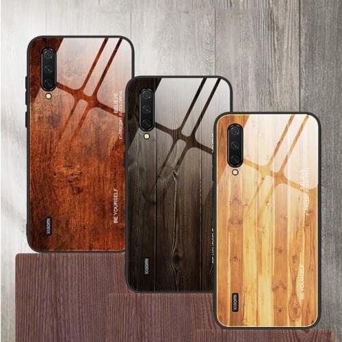 Wood pattern Case for Xiaomi mi Note 10 Tempered Glossy Glass Back Cover For xiaomi mi 10 Pro mi 9 SE Mi 9 Lite 9T CC9 Xiaomi A3