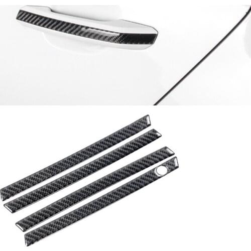 For Audi A4 B9 A4L 2017 2018 Carbon Fiber Car Exterior Door Handle Pull Cover Strip Trim