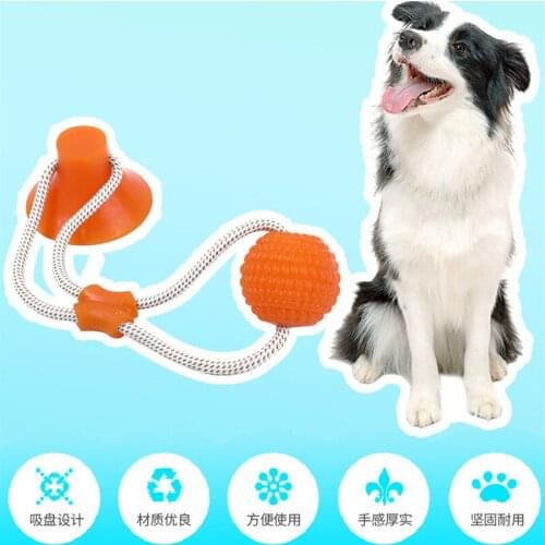 Dog Tooth Cleaning Chewing Toys Dog Interactive Suction Cup Push TPR Ball Toy Pet Molar Bite Toy Elastic Ropes Puppy Dog Toys