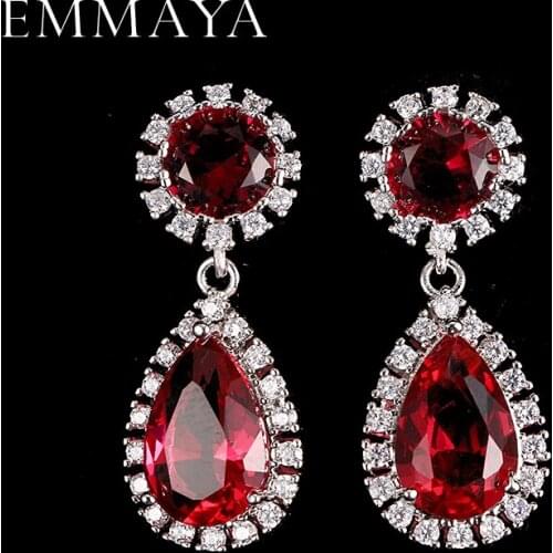 EMMAYA Classic White Gold-Color Drop Earrings with AAA Zircon Christmas Gift Jewelry