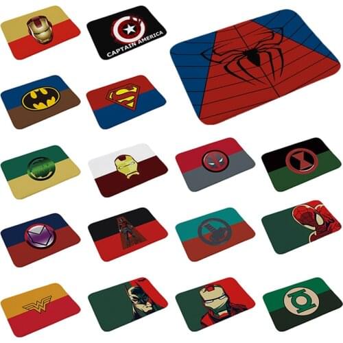 Marvels Flannel Anti-slip Mats Spiderman Captain America Printed Rectangular Mat Door Mats Washable for Kitchen Floor Bathroom